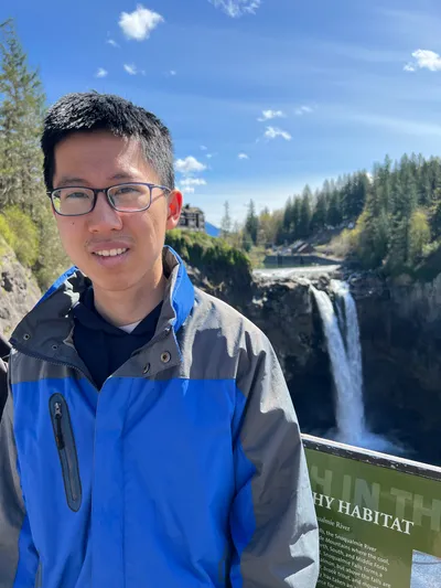 Colin Zhou at Snoqualmie Falls, Washington State, April 2022