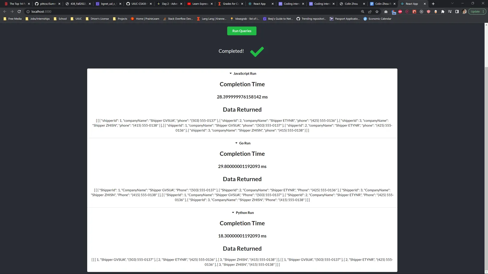 Screenshot of React Backend-Benchmarks